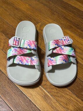 Chaco Chillos Pastel Tie-Dye Strap Slide Sandals - Multi, Sz 9
